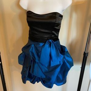 Blue and black ruffled mini dress (only worn once)